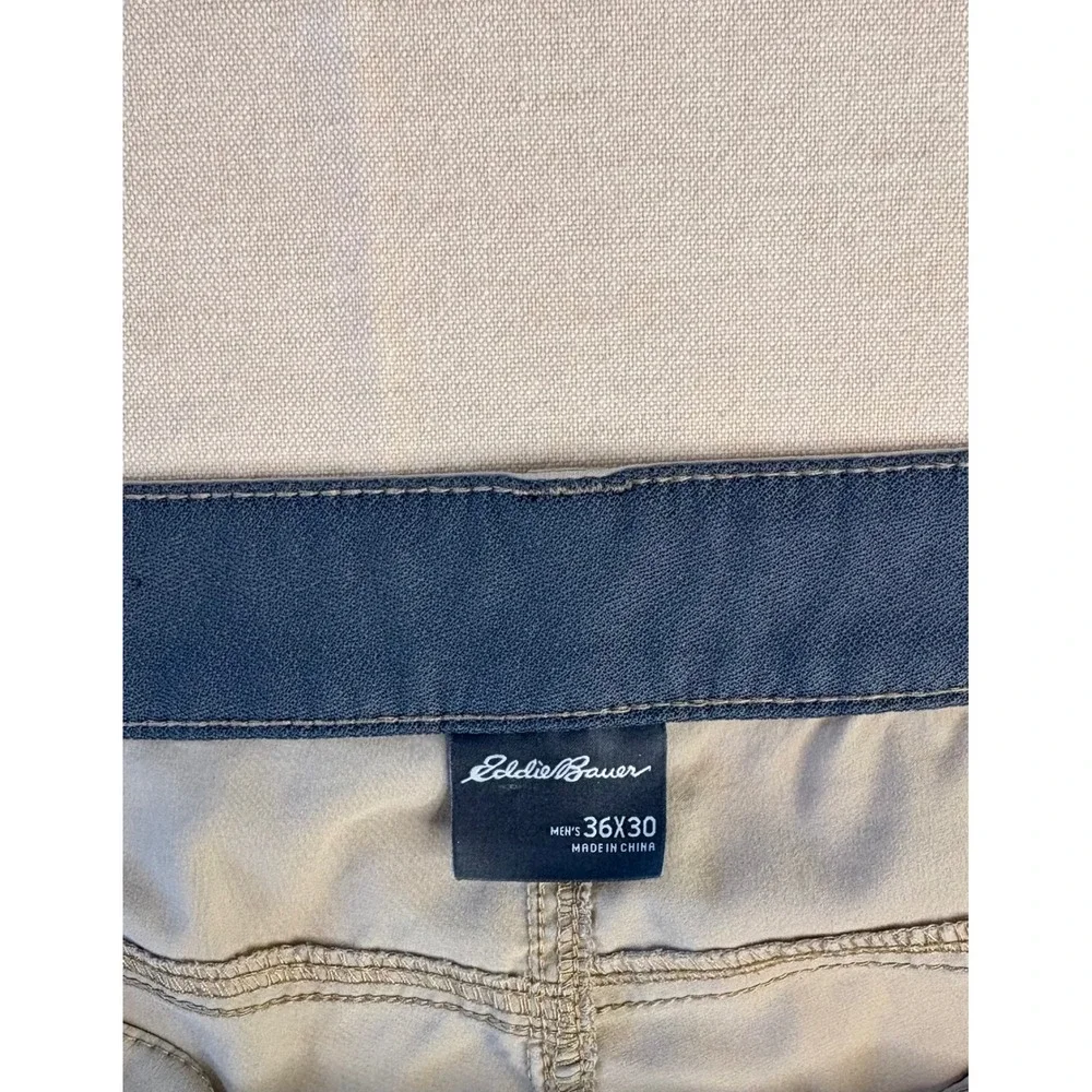 Eddie Bauer Mens 37x29 Khaki Lightweight Outdoor Hiking Pants Nylon‎ Spandex Zip